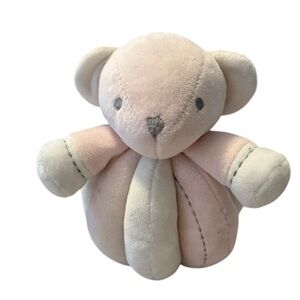Plush Pink White Bear Animal Rattle Manhattan Kids Baby Toy Easy Grip  Round 8”